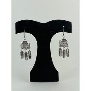Marcella James Navajo Sterling Silver Dream Catcher Dangle Earrings-Pretty-Vinta